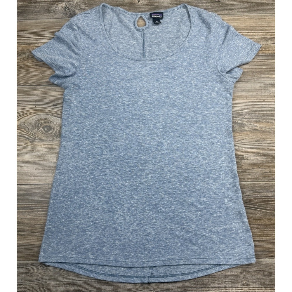 Patagonia Mount Airy Scoop Short Sleeve T-Shirt Blue Linen Blend Women's Size XS